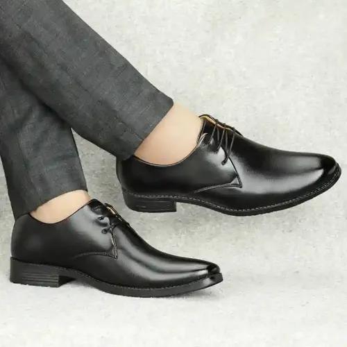 WUGO::Latest Trendy Men Formal Shoes|Black Derby Shoes|Office Shoes For Men's & Boys - Black(Size-40)