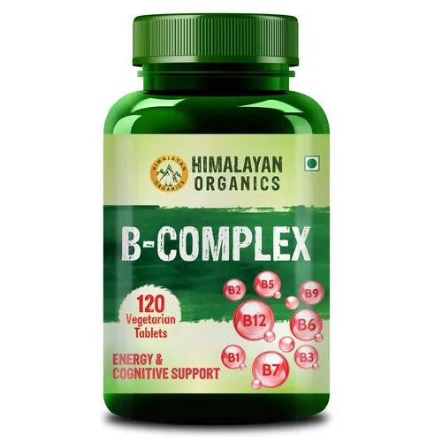 Vlado's Himalayan Organics Vitamin B Complex with 100% RDA B1, B2, B3, B5, B6, B7, B9 & B12 | Hair Growth, Energy & Immunity | Youthful Skin - 120 Veg Tablets